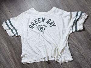 Touch by Alyssa Milano Green Bay Packers Rhinelstone Crop Tee White Medium